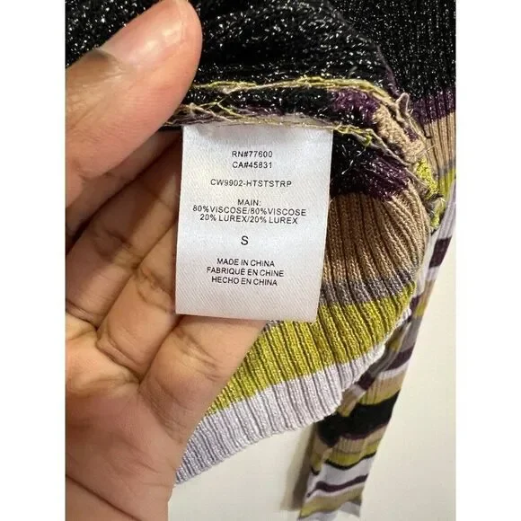 NEW Chaser Striped Flare Sleeve Top Winter Feminine Preppy Gossip Girl Chic - Picture 10 of 12